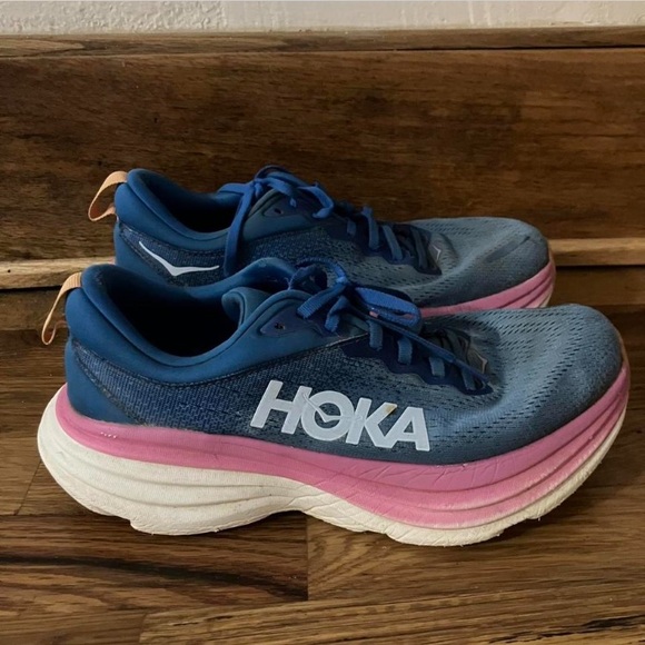 Hoka One One Bondi 8 Womens
9B Blue & Pink Running Shoes Sneaker - Picture 2 of 7